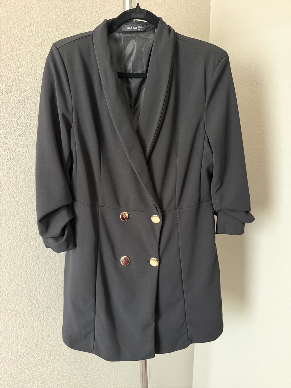 Boohoo Black Double-Breasted Blazer dress